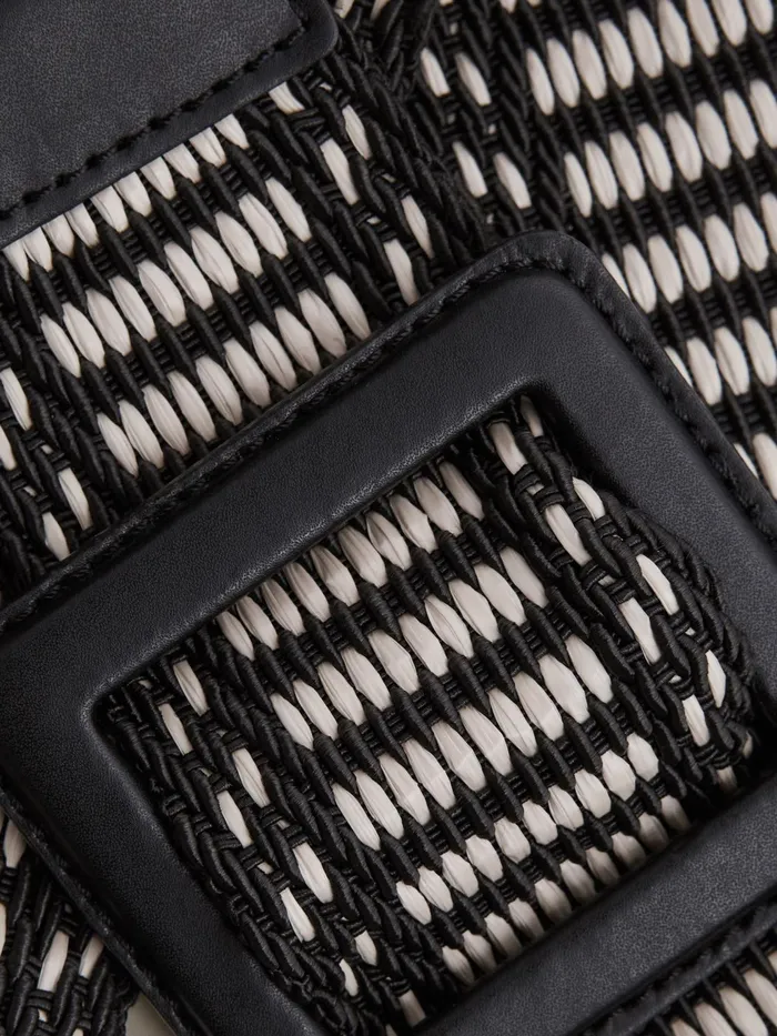 Reiss Belts Daisy Raffia Buckled Belt Blackneutral 8211 Women
