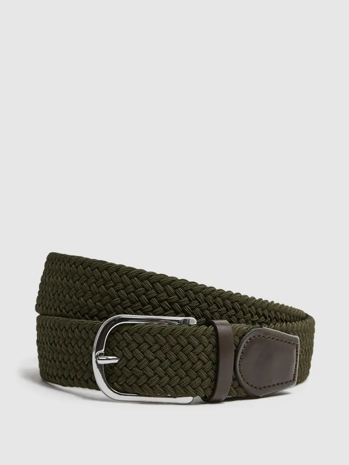 Reiss Belts Elmont Woven Belt Khaki 8211 Men