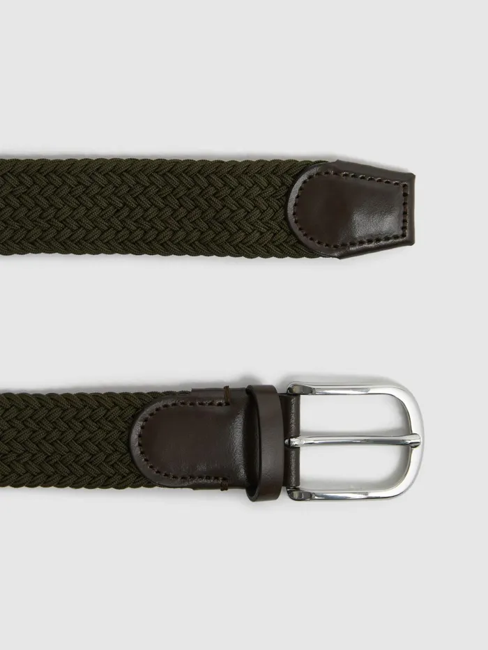 Reiss Belts Elmont Woven Belt Khaki 8211 Men