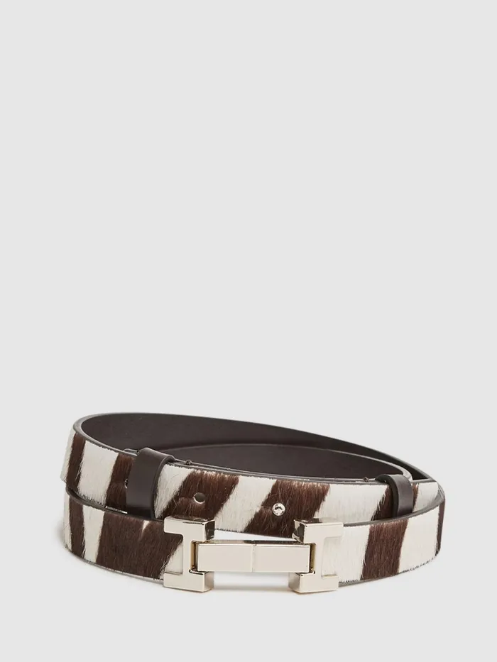 Reiss Belts Hayley Leather Square Hinge Belt Chocolateecru 8211 Women