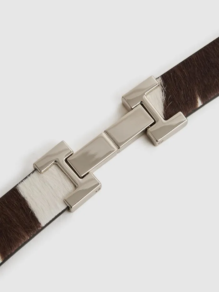 Reiss Belts Hayley Leather Square Hinge Belt Chocolateecru 8211 Women