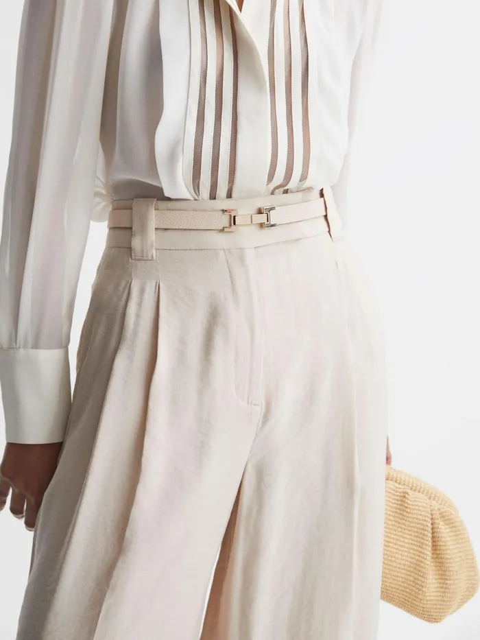 Reiss Belts Hayley Leather Square Hinge Belt Stone 8211 Women