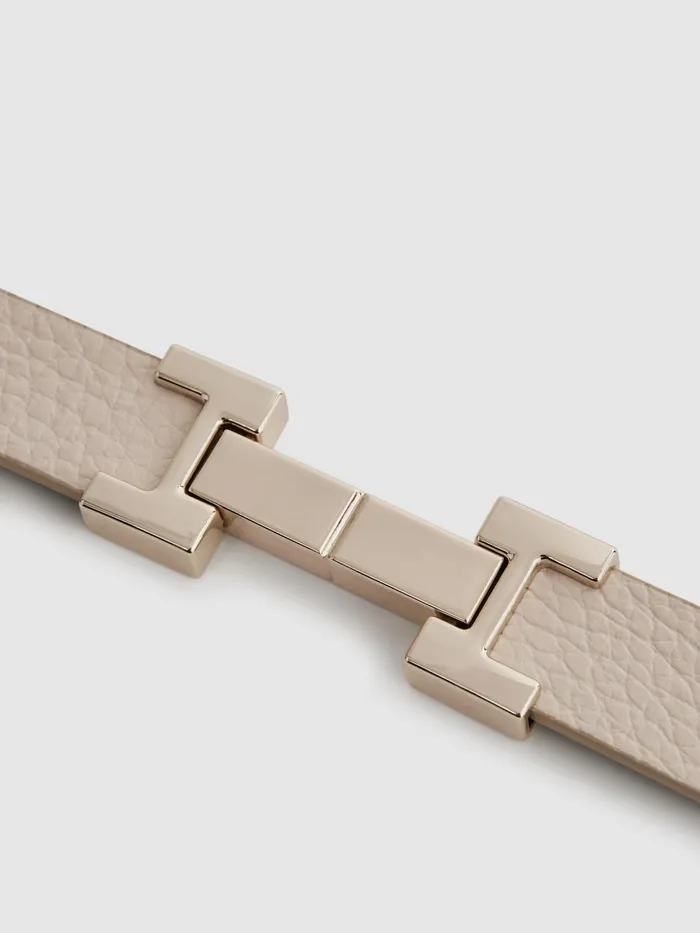 Reiss Belts Hayley Leather Square Hinge Belt Stone 8211 Women