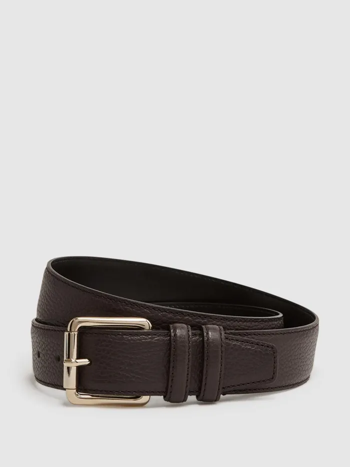 Reiss Belts Lucas Grained Leather Belt Black 8211 Men