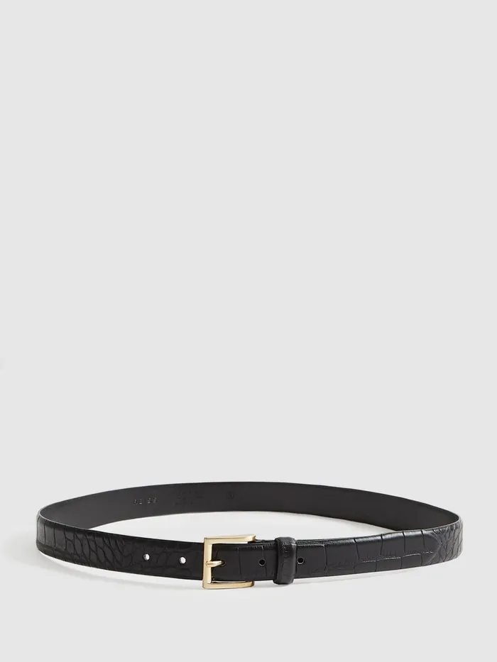 Reiss Belts Molly Leather Croc Embossed Belt Black 8211 Women