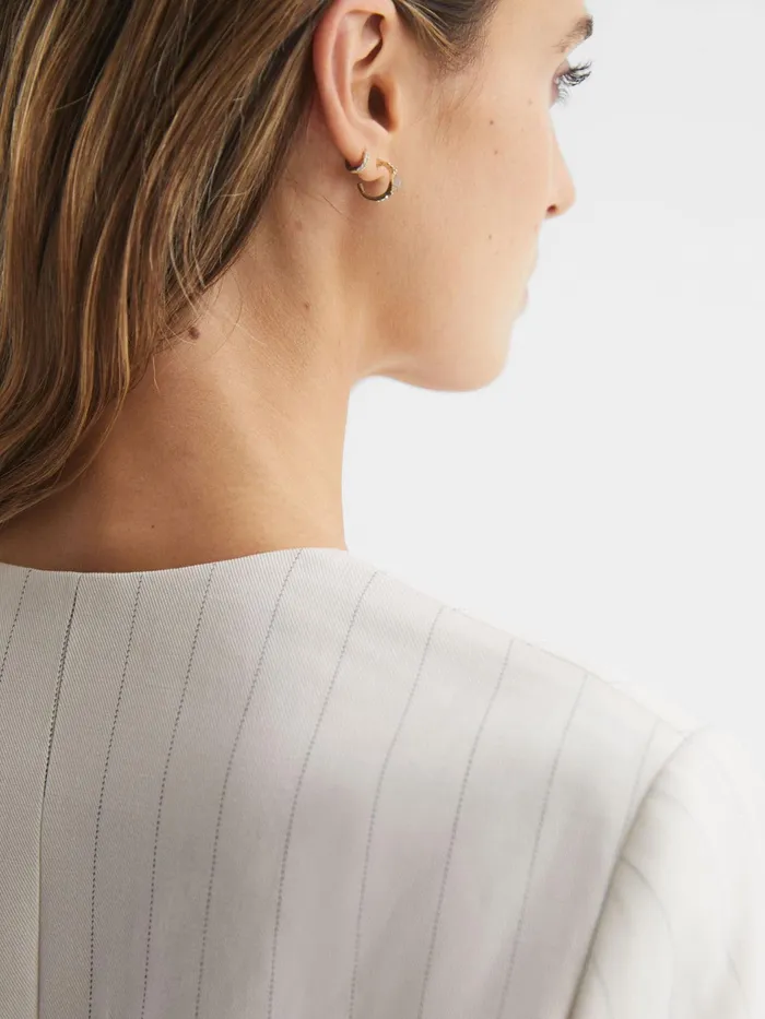 Reiss Blazers Arleth Collarless Pinstripe Blazer White 8211 Women