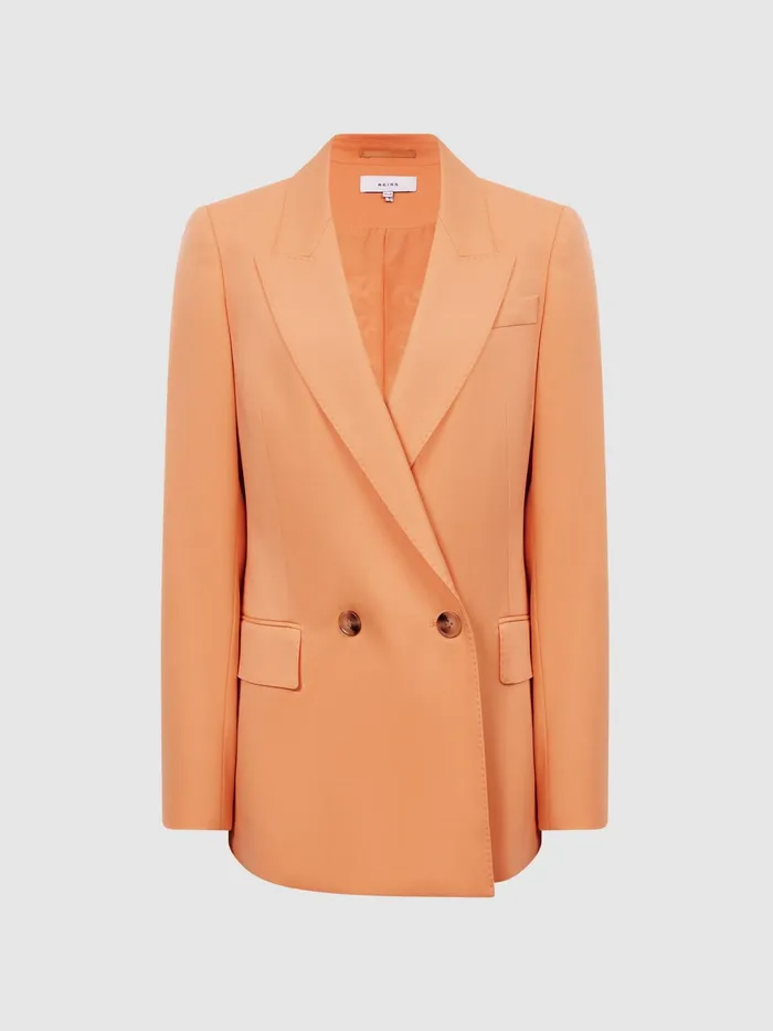 Reiss Blazers Emmy Wool Blend Double Breasted Blazer Orange 8211 Women