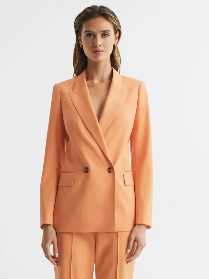 Reiss Blazers Emmy Wool Blend Double Breasted Blazer Orange 8211 Women