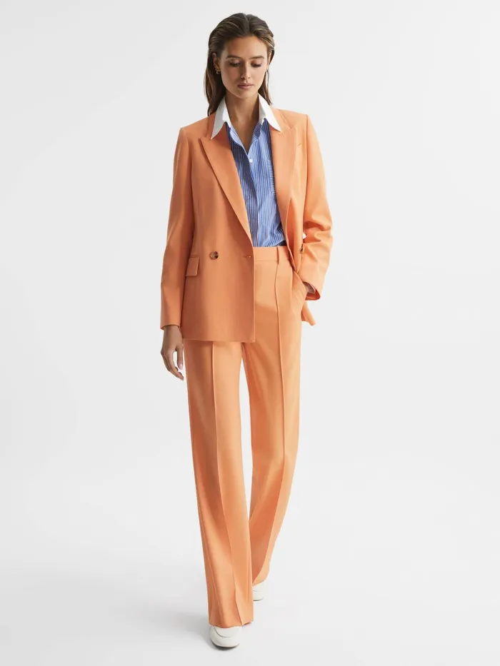 Reiss Blazers Emmy Wool Blend Double Breasted Blazer Orange 8211 Women
