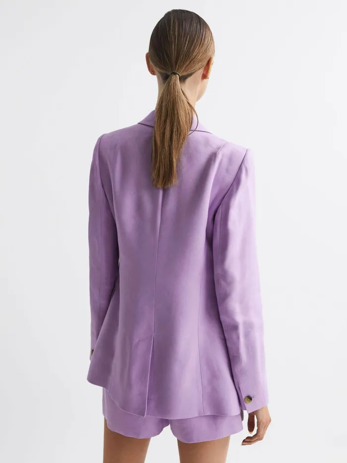 Reiss Blazers Hollie Double Breasted Linen Blazer Lilac 8211 Women