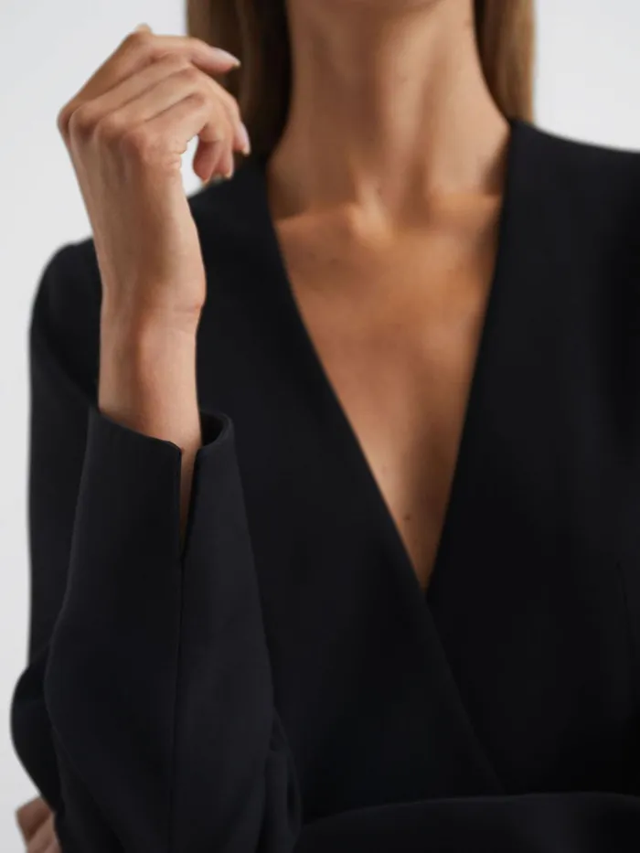 Reiss Blazers Margeaux Collarless DoubleBreasted Blazer Black 8211 Women