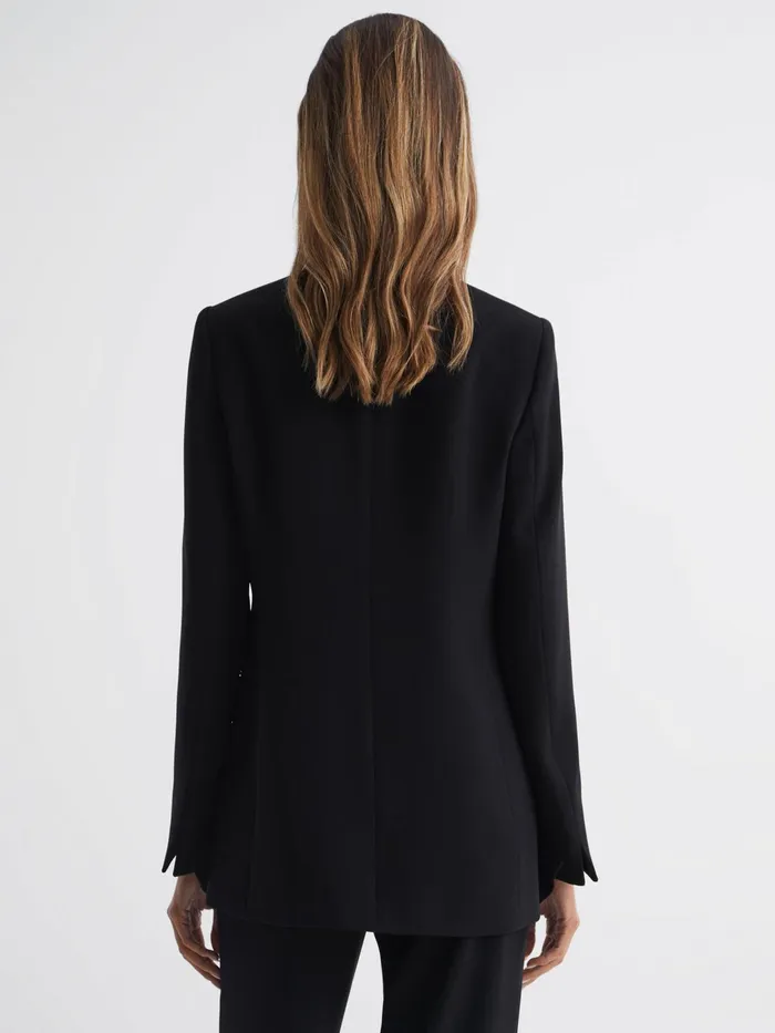 Reiss Blazers Margeaux Collarless DoubleBreasted Blazer Black 8211 Women