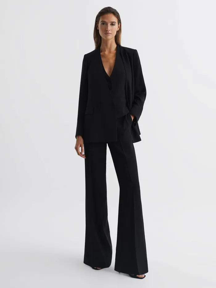Reiss Blazers Margeaux Collarless DoubleBreasted Blazer Black 8211 Women