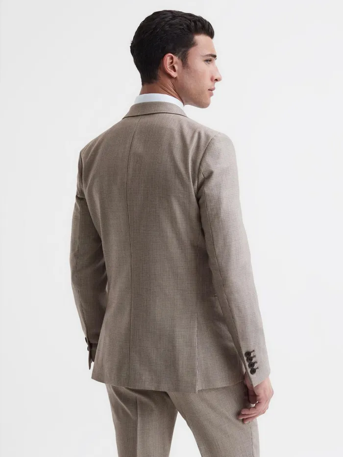 Reiss Blazers Pew Slim Fit Wool Single Breasted Puppytooth Blazer Brown 8211 Men