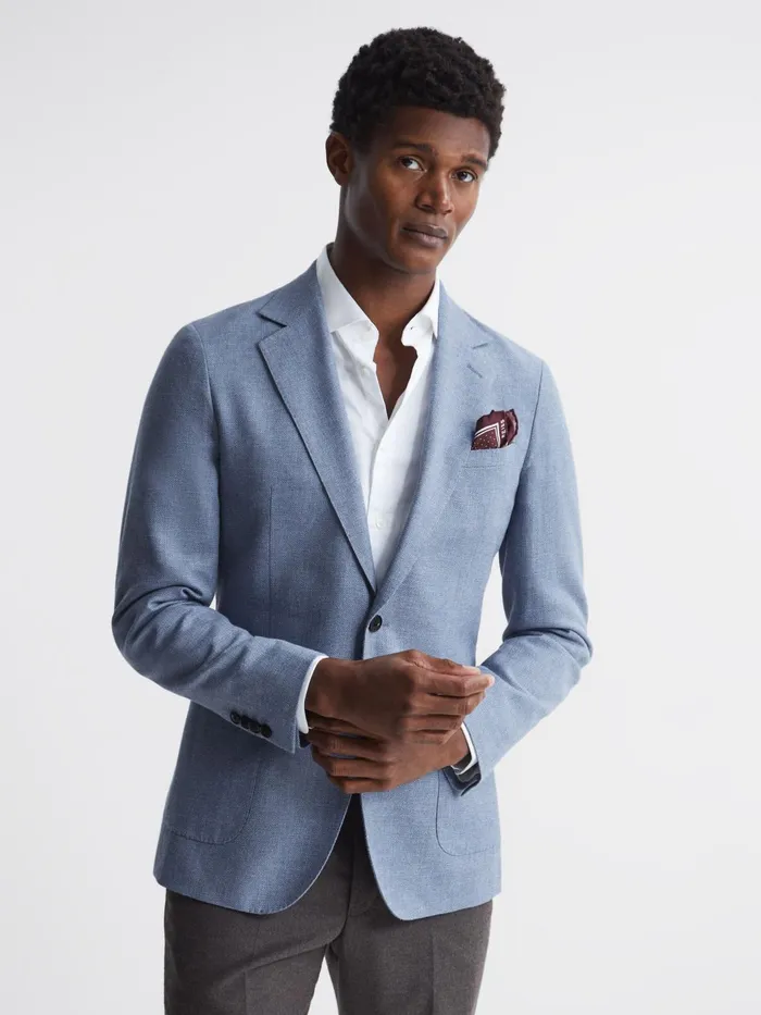 Reiss Blazers Ravenswood Single Breasted Patch Pocket Blazer Soft Blue 8211 Men Reiss Blazers Ravenswood Single Breasted Patch Pocket Blazer Soft Blue 8211 Men