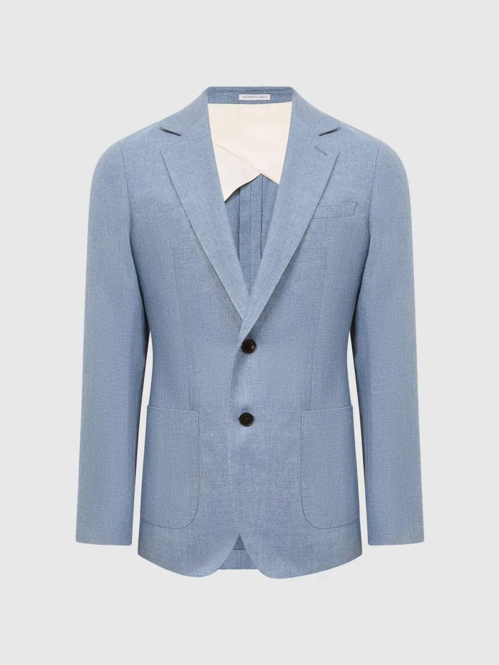 Reiss Blazers Ravenswood Single Breasted Patch Pocket Blazer Soft Blue 8211 Men