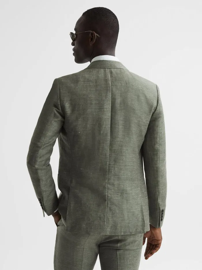 Reiss Blazers Riva Slim Fit Double Breasted WoolLinen Blazer Sage 8211 Men