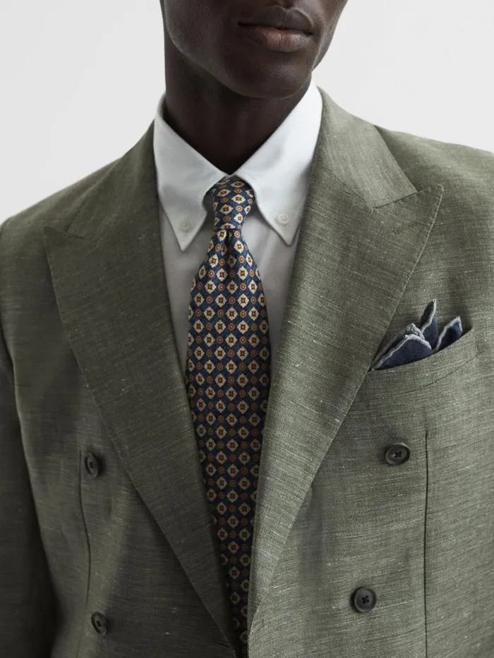 Reiss Blazers Riva Slim Fit Double Breasted WoolLinen Blazer Sage 8211 Men