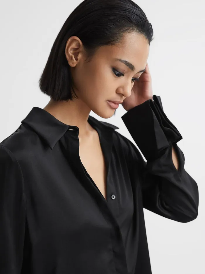 Reiss Blouses and Shirts Hailey Silk Shirt Black 8211 Women
