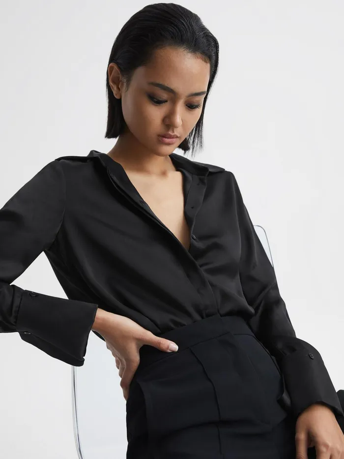 Reiss Blouses and Shirts Hailey Silk Shirt Black 8211 Women