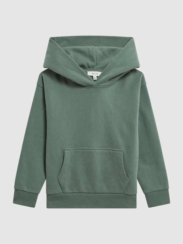 Reiss CoOrds Alexander Oversized Cotton Jersey Hoodie Fern Green 8211 Children