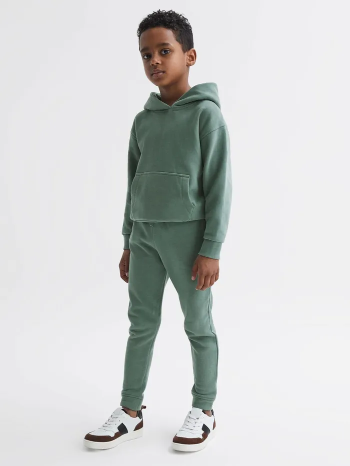 Reiss CoOrds Alexander Oversized Cotton Jersey Hoodie Fern Green 8211 Children