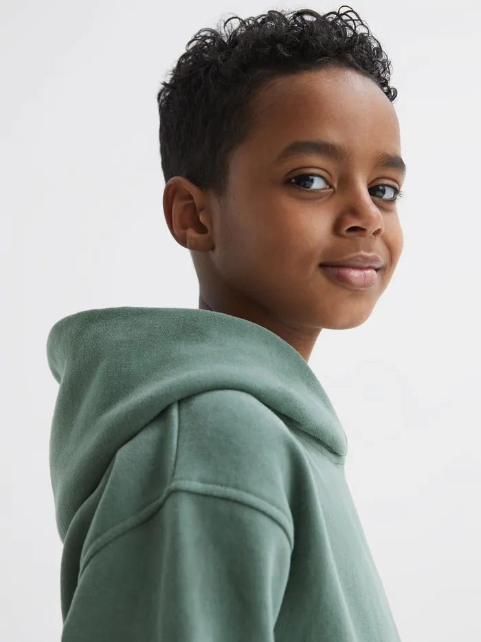 Reiss CoOrds Alexander Oversized Cotton Jersey Hoodie Fern Green 8211 Children