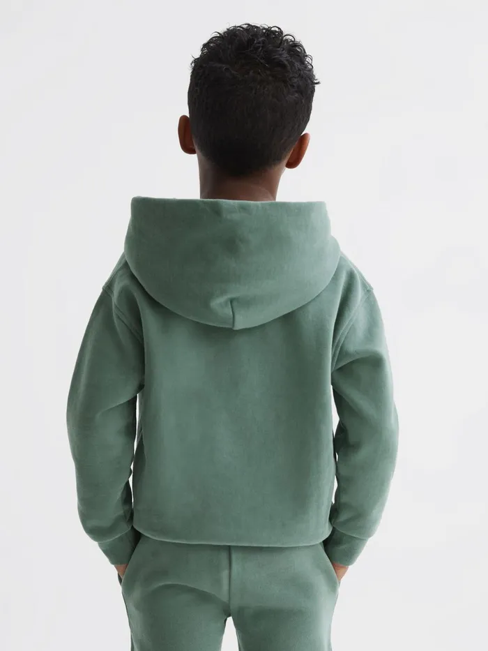 Reiss CoOrds Alexander Oversized Cotton Jersey Hoodie Fern Green 8211 Children