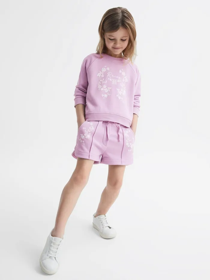 Reiss CoOrds Bessie Motif Crew Neck Jumper Lilac 8211 Children