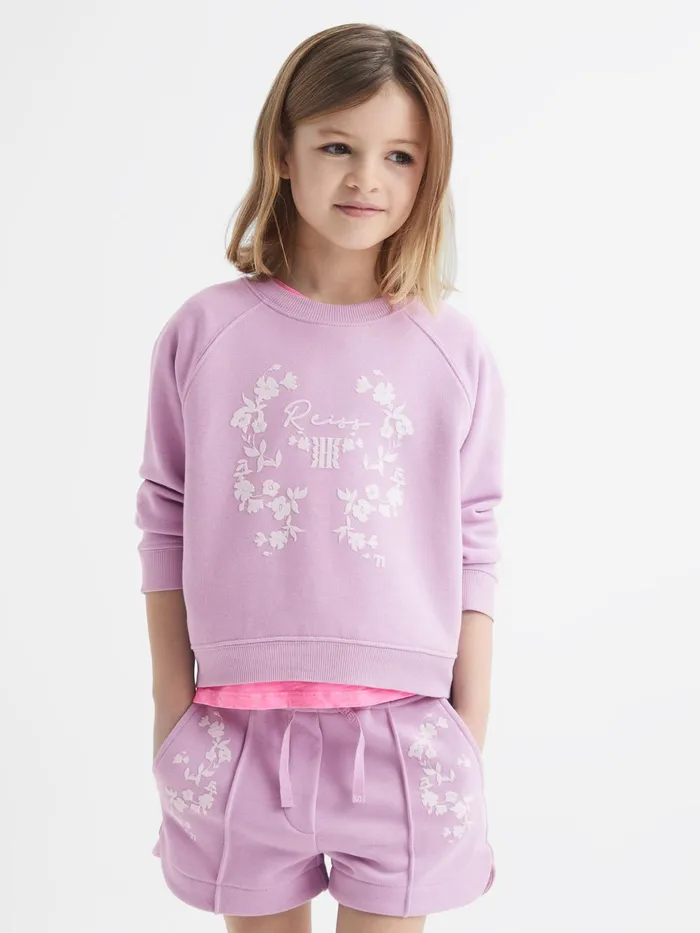 Reiss CoOrds Bessie Motif Crew Neck Jumper Lilac 8211 Children