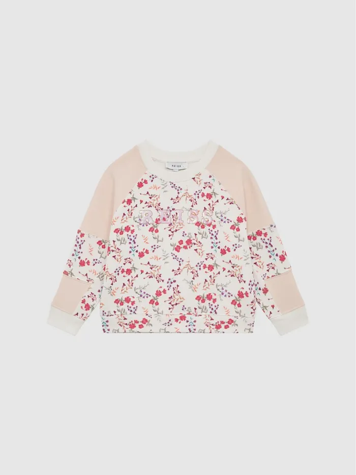 Reiss CoOrds Billy Floral Printed Crew Neck Jumper Pink Print 8211 Children