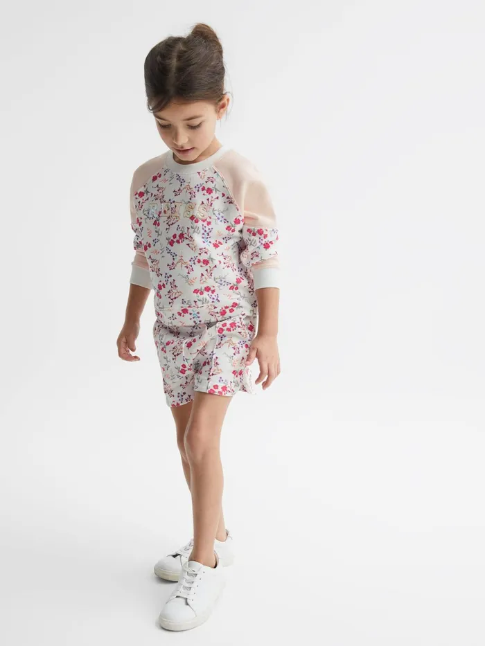 Reiss CoOrds Billy Floral Printed Crew Neck Jumper Pink Print 8211 Children