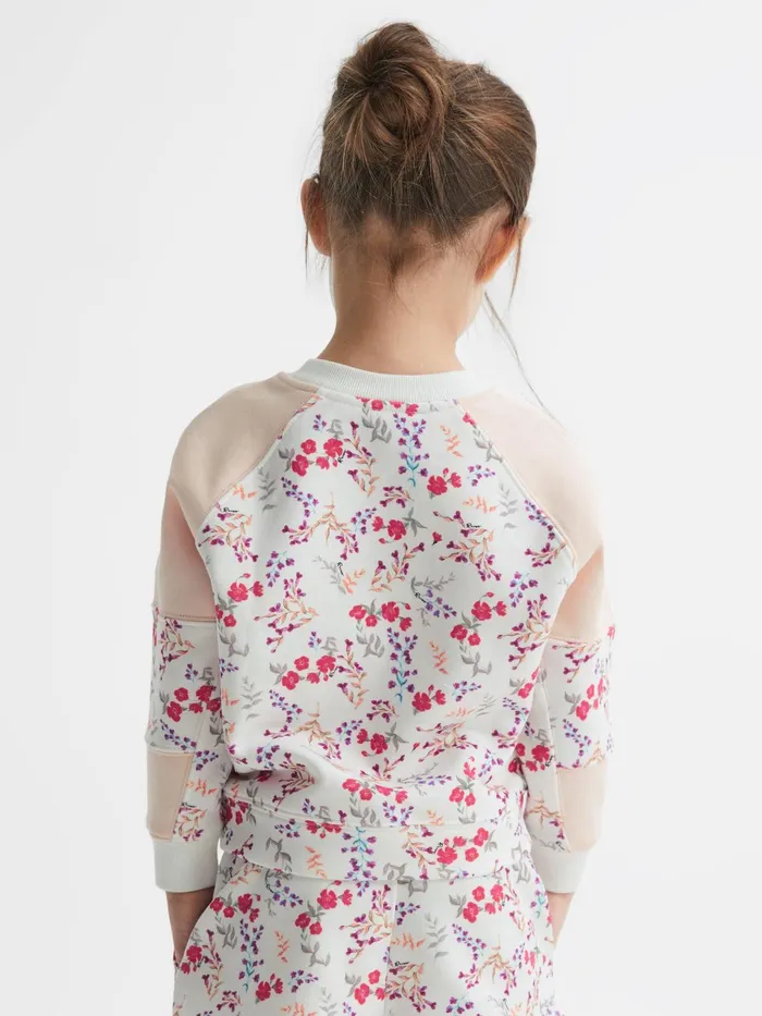 Reiss CoOrds Billy Floral Printed Crew Neck Jumper Pink Print 8211 Children