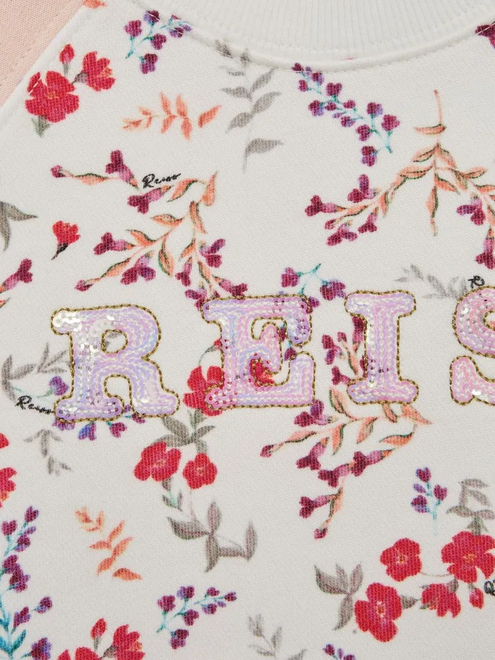 Reiss CoOrds Billy Floral Printed Crew Neck Jumper Pink Print 8211 Children