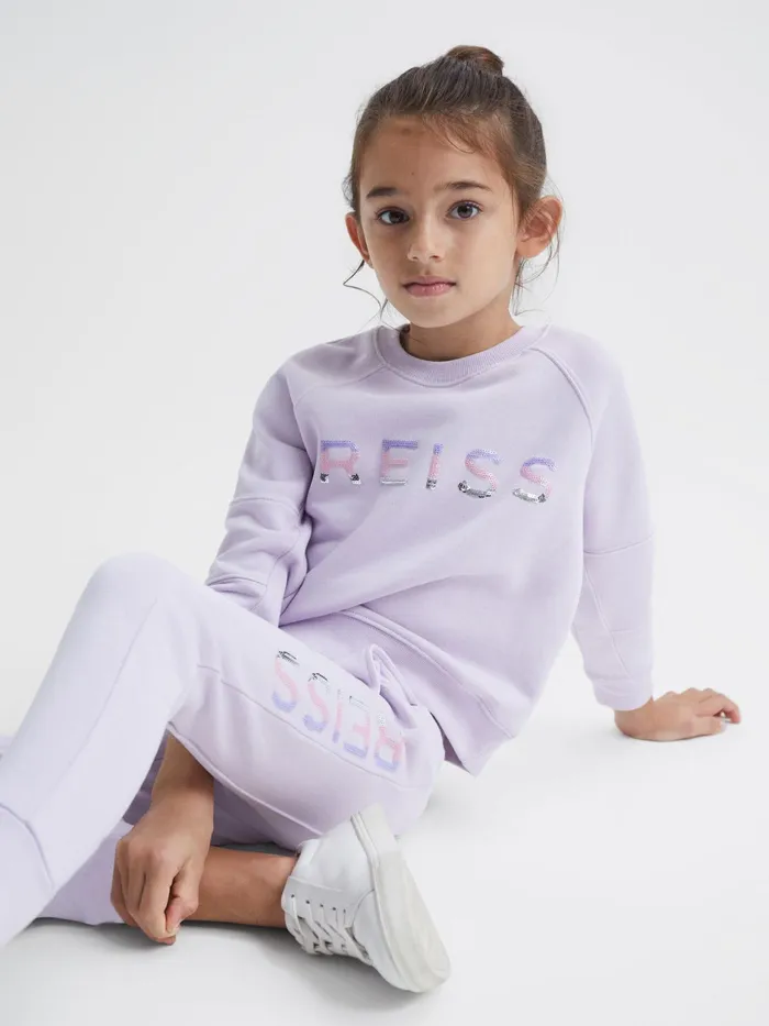 Reiss CoOrds Bryony Sequin Crew Neck Jumper Lilac 8211 Children