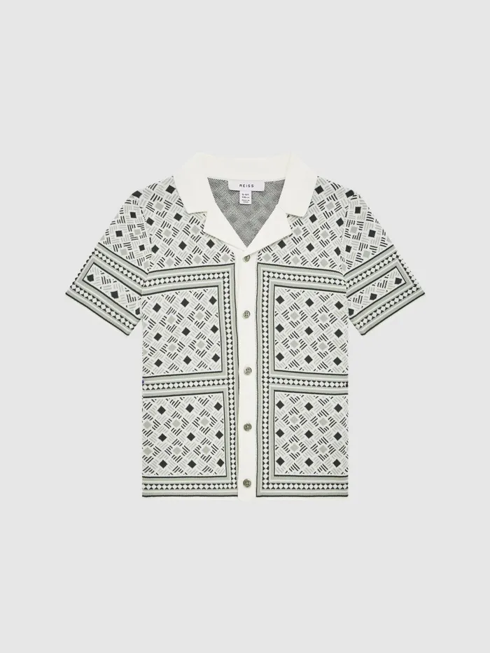 Reiss CoOrds Charmer Short Sleeve Cuban Abs Polo Shirt Sage 8211 Children