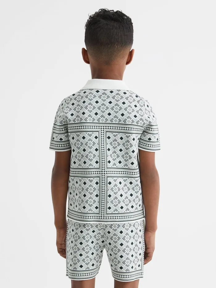 Reiss CoOrds Charmer Short Sleeve Cuban Abs Polo Shirt Sage 8211 Children