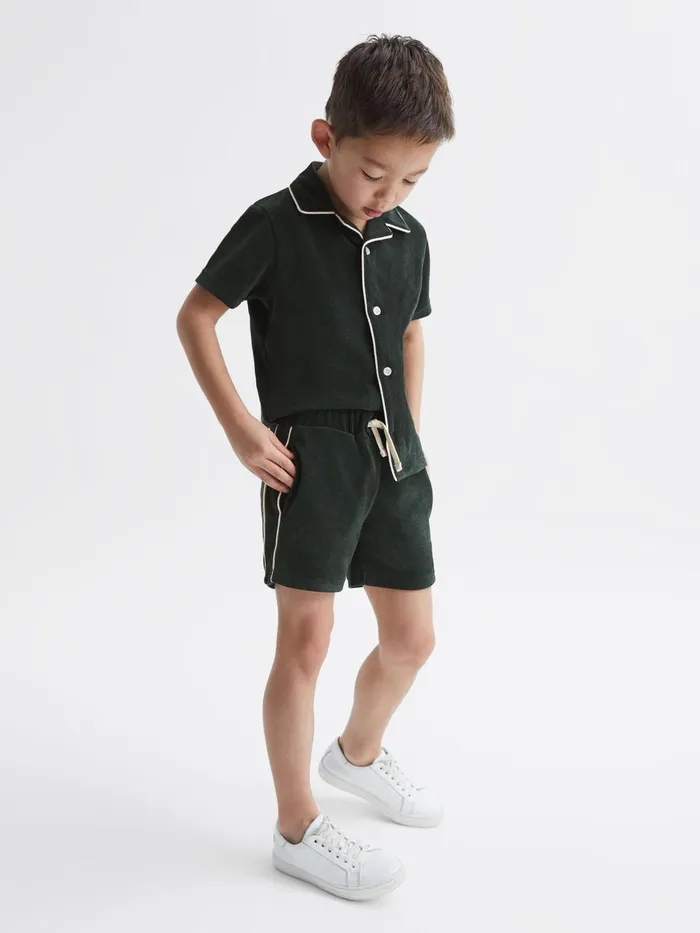 Reiss CoOrds Fredericks Towelling Drawstring Shorts Ecru 8211 Children