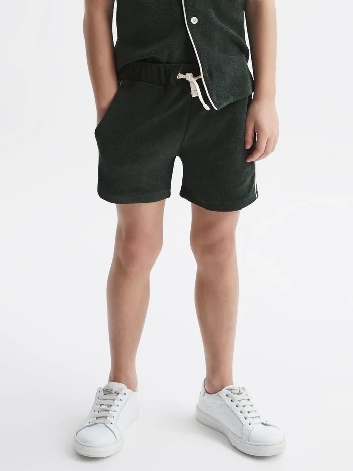Reiss CoOrds Fredericks Towelling Drawstring Shorts Ecru 8211 Children