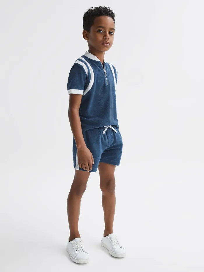 Reiss CoOrds Marine Towelling Drawstring Shorts Cobalt Blue 8211 Children