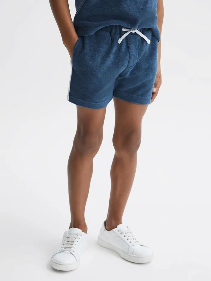 Reiss CoOrds Marine Towelling Drawstring Shorts Cobalt Blue 8211 Children