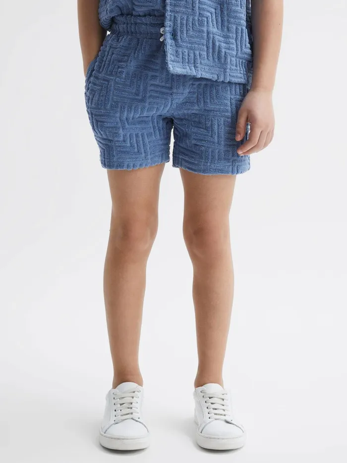 Reiss CoOrds Miami Terry Towelling Shorts Airforce Blue 8211 Children