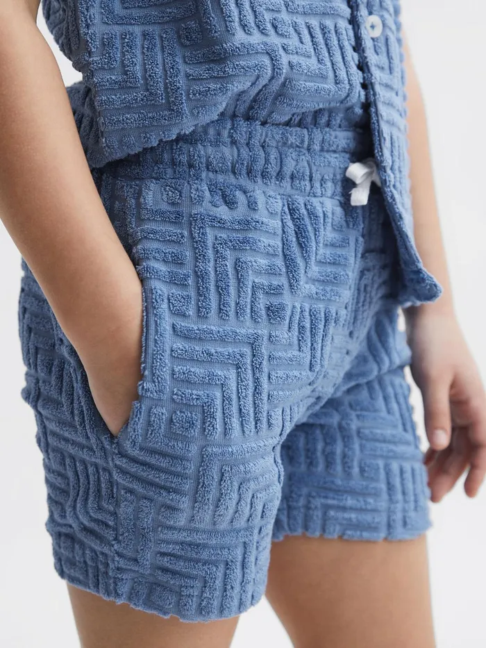 Reiss CoOrds Miami Terry Towelling Shorts Airforce Blue 8211 Children