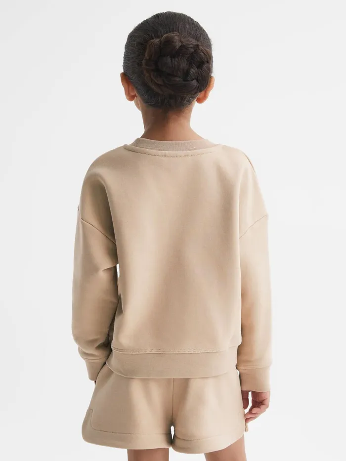 Reiss CoOrds Nina Floral Print Set 8211 Sweatshirt And Shorts Camel 8211 Children