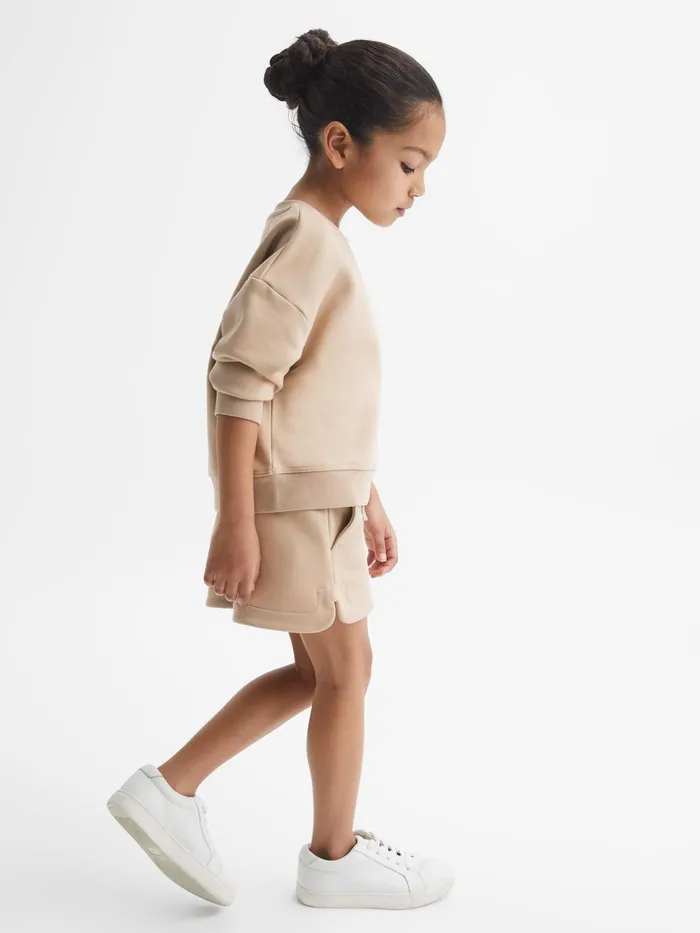 Reiss CoOrds Nina Floral Print Set 8211 Sweatshirt And Shorts Camel 8211 Children