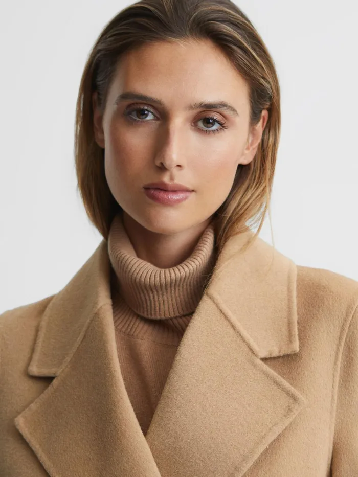 Reiss Coats and Jackets Agnes Belted Blindseam Wool Longline Coat Camel 8211 Women