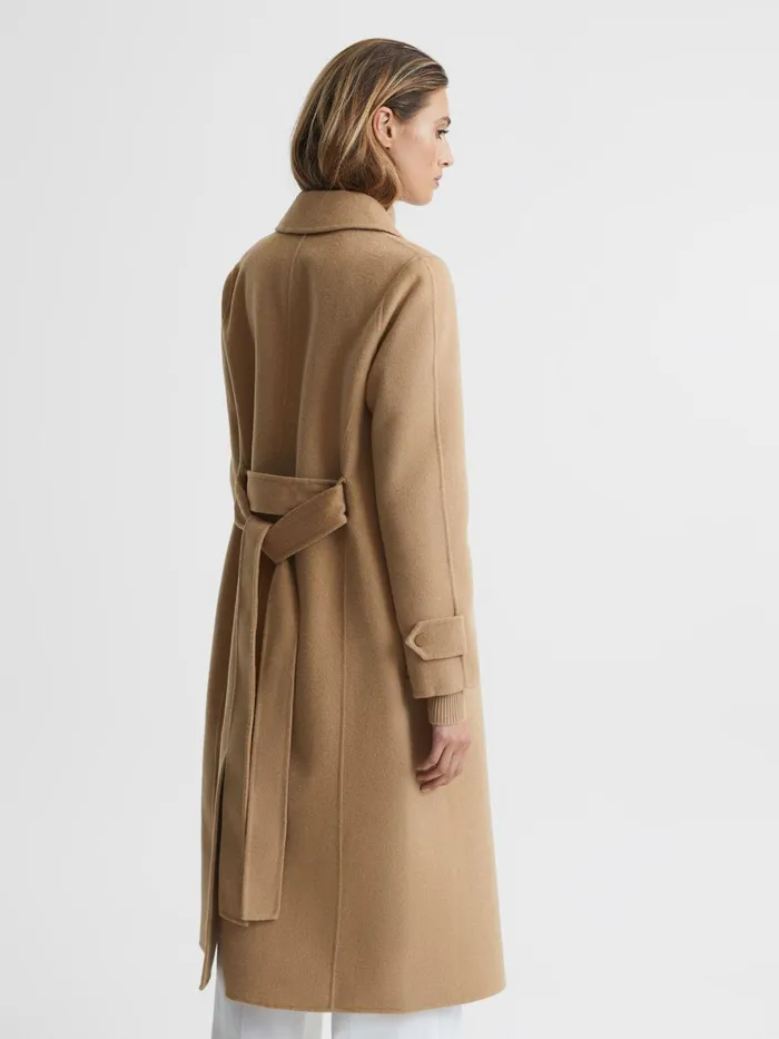 Reiss Coats and Jackets Agnes Belted Blindseam Wool Longline Coat Camel 8211 Women
