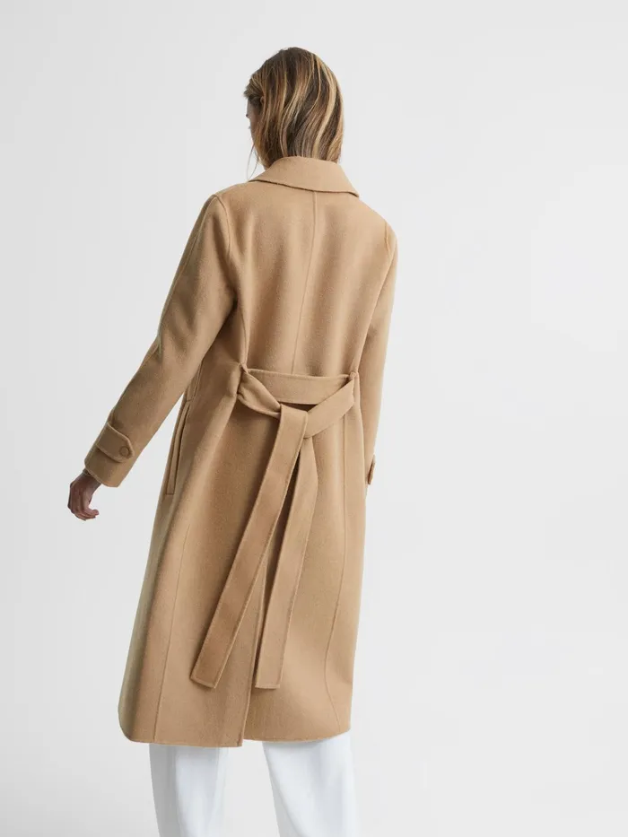 Reiss Coats and Jackets Agnes Belted Blindseam Wool Longline Coat Camel 8211 Women