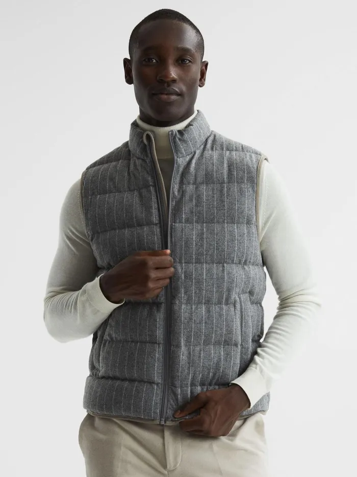 Reiss Coats and Jackets Banks Quilted Gilet Grey 8211 Men