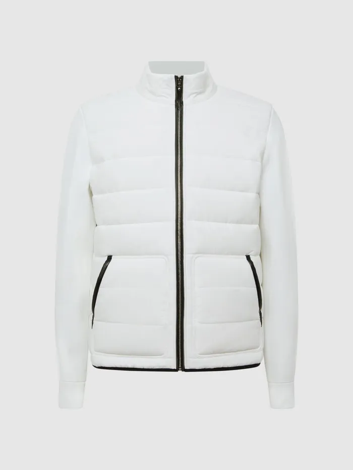 Reiss Coats and Jackets Chiltern Hybrid Funnel Neck Jacket White 8211 Men